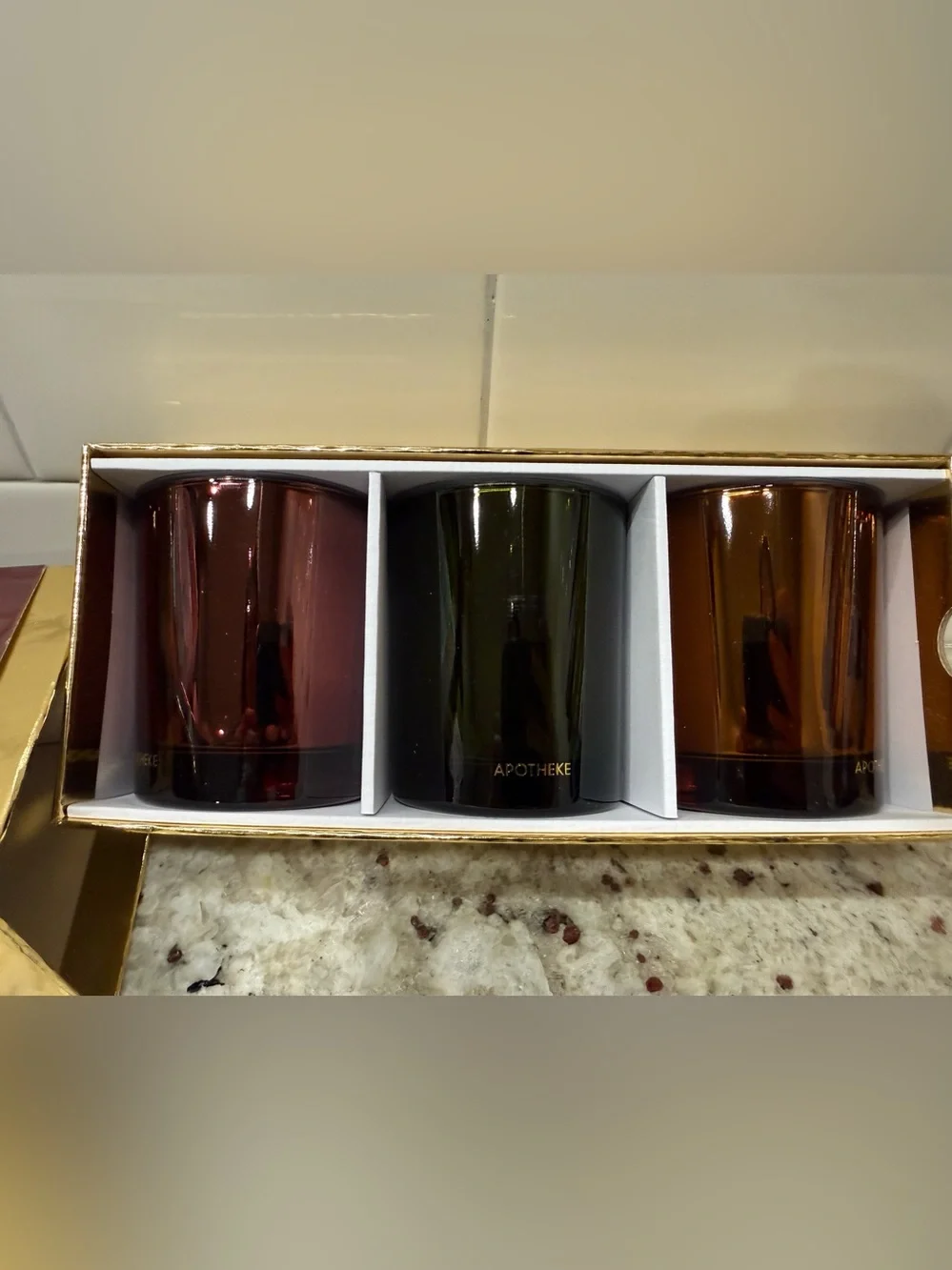 APOTHEKE Harvest Petite Candle Trio - Cherry, Pumpkin, & Juniper (New In Box)